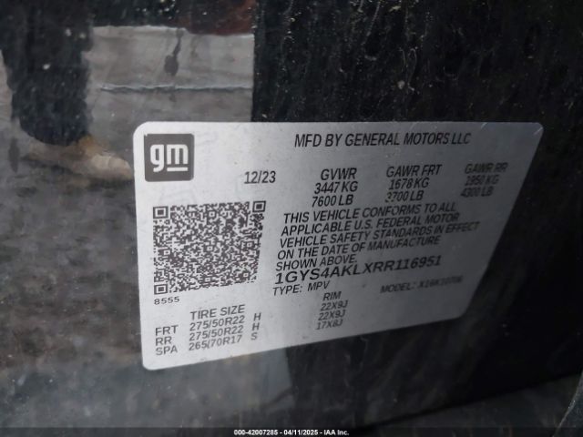 2024 CADILLAC ESCALADE 1GYS4AKLXRR116951 Photo 8
