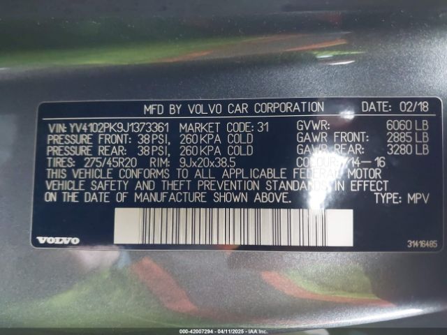 YV4102PK9J1373361 Volvo Xc90 T5 Momentum