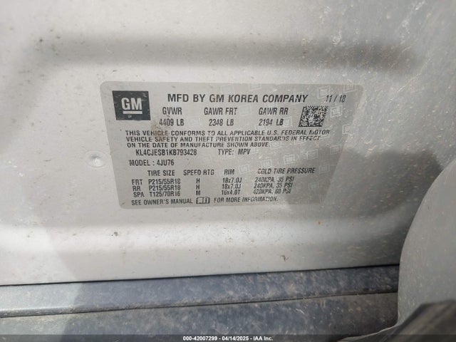 KL4CJESB1KB793428 Buick Encore Awd Preferred
