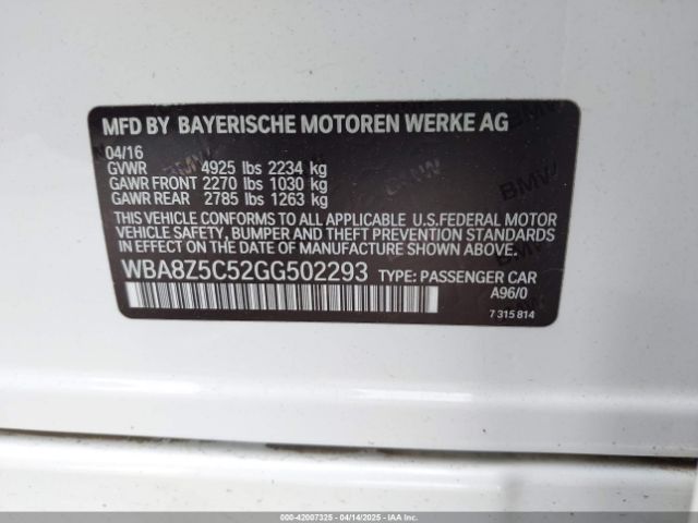 WBA8Z5C52GG502293 BMW 328i Gran Turismo Xdrive