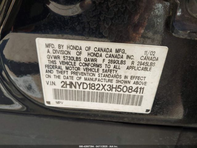 2003 ACURA MDX 2HNYD182X3H508411 Photo 8