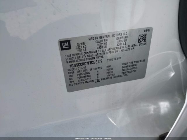 1GNSCCKC7FR278172 Chevrolet Tahoe Ltz