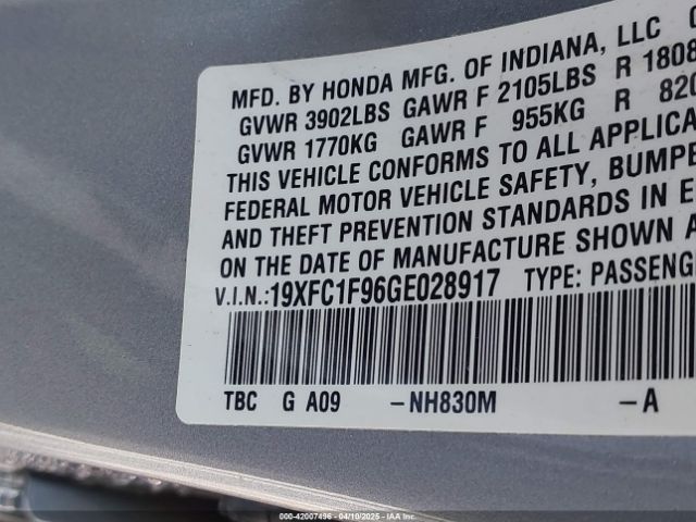 19XFC1F96GE028917 Honda Civic Touring