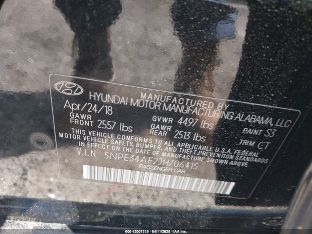 5NPE34AF2JH706415 Hyundai Sonata Limited