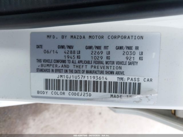JM1GJ1U57F1193614 Mazda Mazda6 I Sport