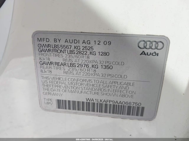 2010 AUDI Q5 WA1LKAFP9AA066750 Photo 8