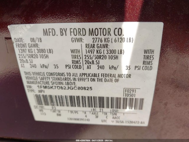 Ford EXPLORER XLT 2018 1FM5K7D82JGC80825 Image 9