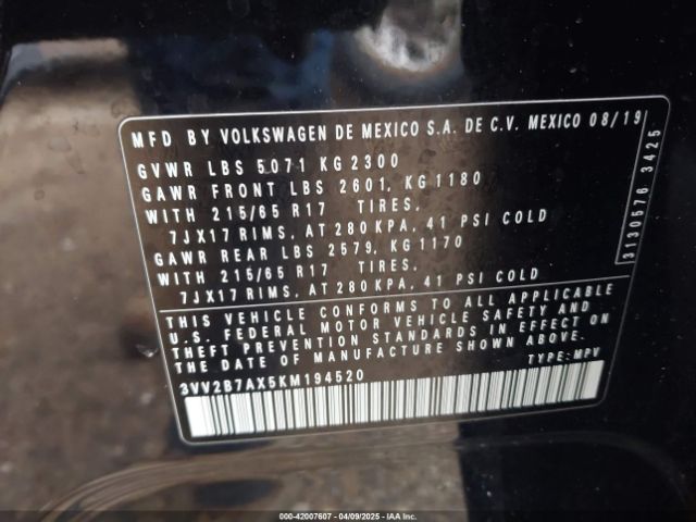 2019 VOLKSWAGEN TIGUAN 3VV2B7AX5KM194520 Photo 8