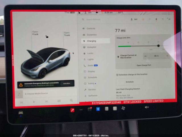 5YJYGAEE0MF223140 Tesla Model Y Long Range Dual Motor All-wheel Drive