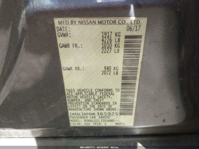 1N4AL3AP4HN365925 Nissan Altima 2.5 S