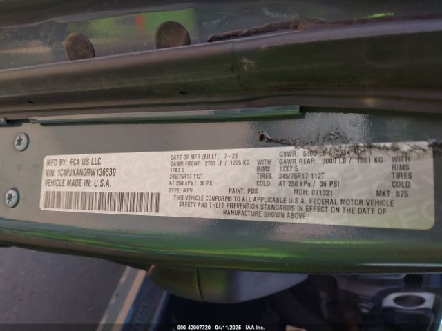 2024 JEEP WRANGLER 1C4PJXAN0RW136539 Photo 8