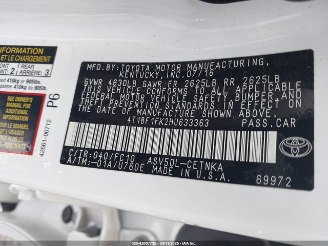 Toyota CAMRY LE 2017 4T1BF1FK2HU633363 Image 9