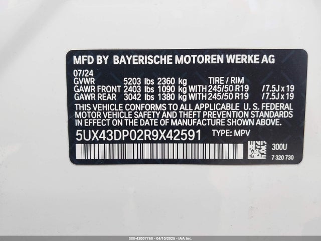 5UX43DP02R9X42591 BMW X3 Sdrive30i