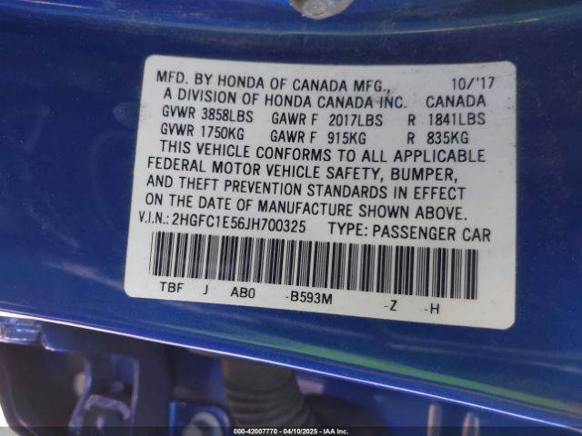 2HGFC1E56JH700325 Honda CIVIC SI