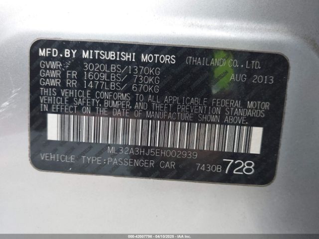 ML32A3HJ5EH002939 Mitsubishi MIRAGE DE