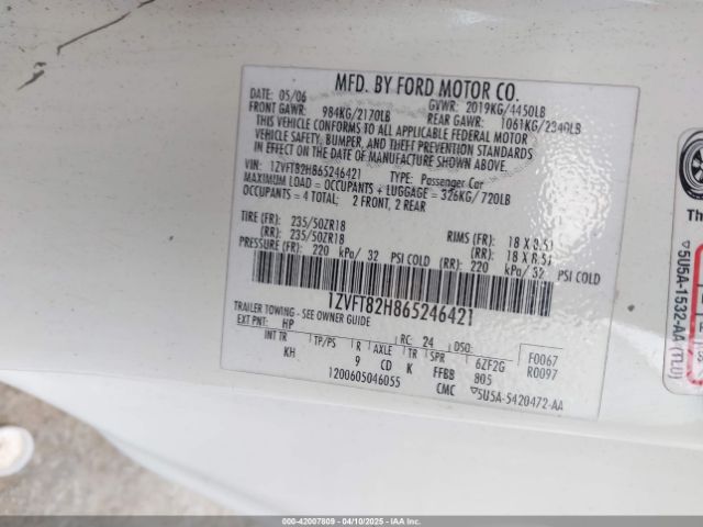 2006 FORD MUSTANG 1ZVFT82H865246421 Photo 8