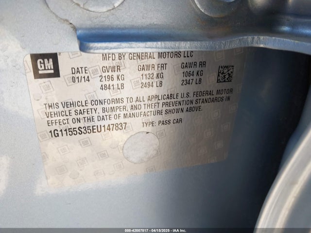 1G1155S35EU147837 Chevrolet IMPALA 2LZ