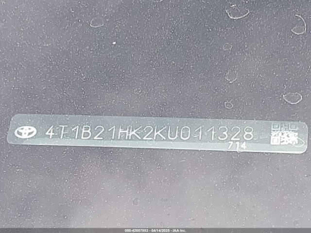4T1B21HK2KU011328 Toyota Camry Hybrid Se