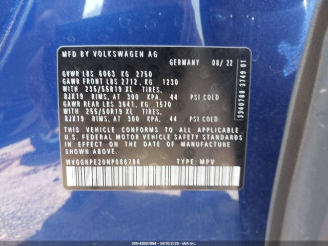 WVGGNPE20NP066786 Volkswagen Id.4 Awd Pro S