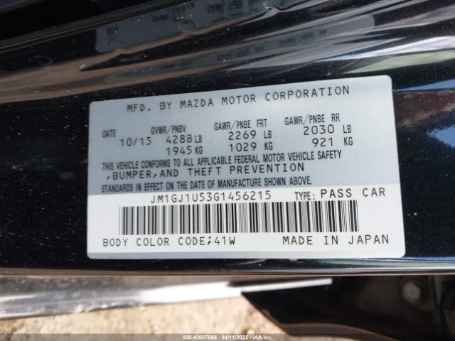 JM1GJ1U53G1456215 Mazda Mazda6 I Sport