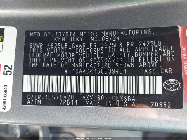 Toyota CAMRY SE 2025 4T1DAACK1SU539431 Image 9