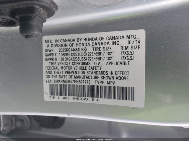 2HKRM3H57EH521773 Honda CR-V EX
