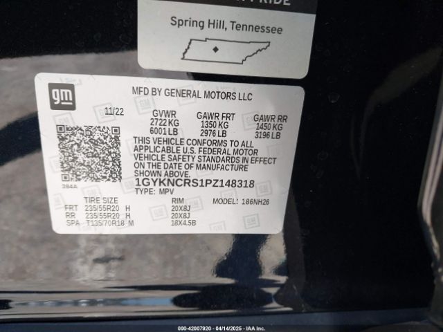 1GYKNCRS1PZ148318 Cadillac Xt5 Fwd Premium Luxury