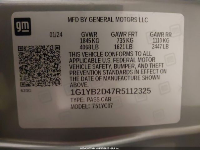 1G1YB2D47R5112325 Chevrolet Corvette Stingray Rwd  2lt