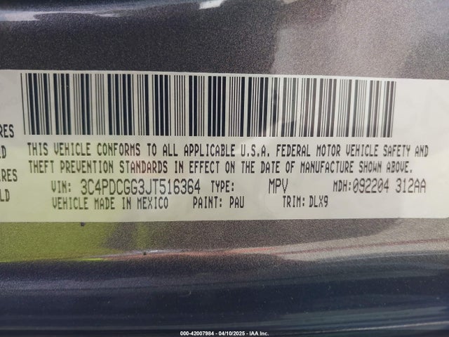 3C4PDCGG3JT516364 Dodge Journey
