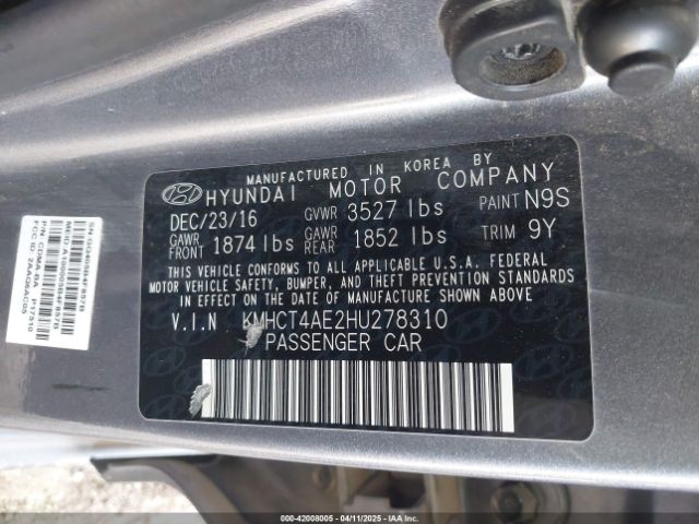 KMHCT4AE2HU278310 Hyundai ACCENT SE