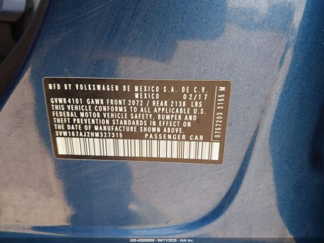 3VW167AJ2HM327315 Volkswagen Jetta 1.4t S