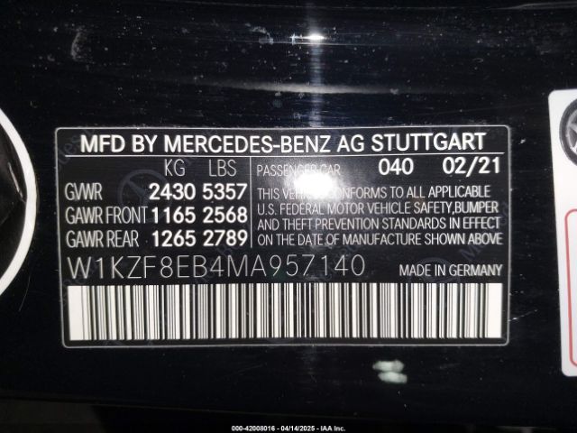 W1KZF8EB4MA957140 Mercedes-Benz E 350 4matic