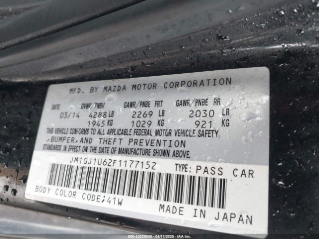 JM1GJ1U62F1177152 Mazda Mazda6 I Sport