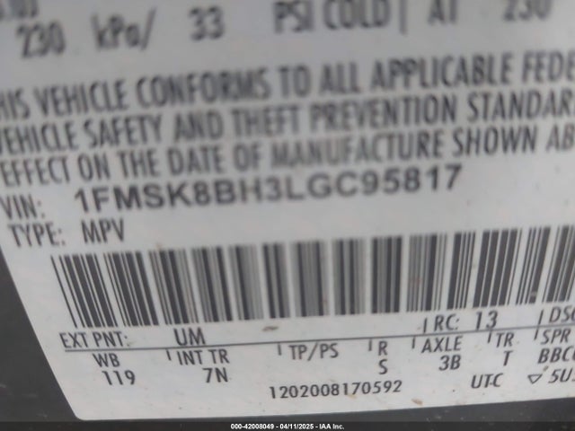 Ford Explorer 2020 1FMSK8BH3LGC95817 Image 9