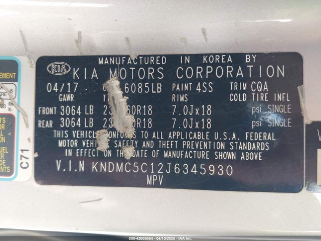 KNDMC5C12J6345930 KIA SEDONA EX