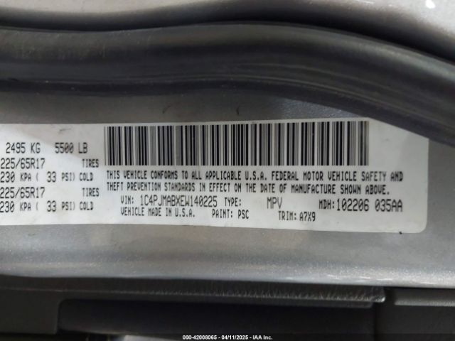 1C4PJMABXEW140225 Jeep Cherokee Sport