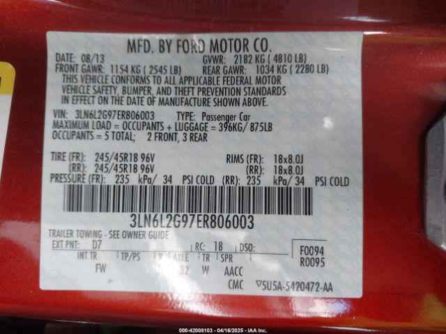 3LN6L2G97ER806003 Lincoln MKZ