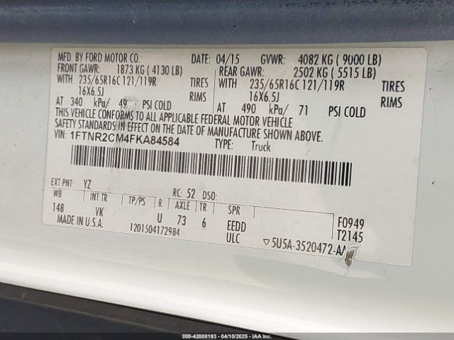 1FTNR2CM4FKA84584 Ford Transit-250