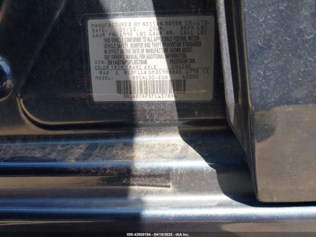3N1AB7AP5FL657846 Nissan SENTRA SV