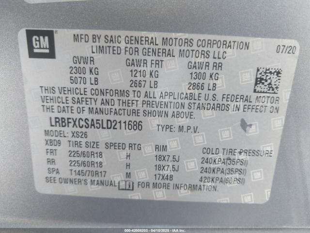 LRBFXCSA5LD211686 Buick Envision Fwd Essence