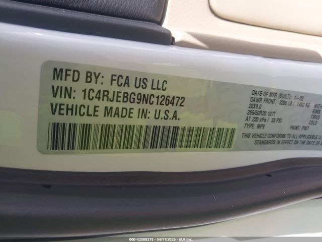 2022 JEEP GRAND CHEROKEE WK 1C4RJEBG9NC126472 Photo 8