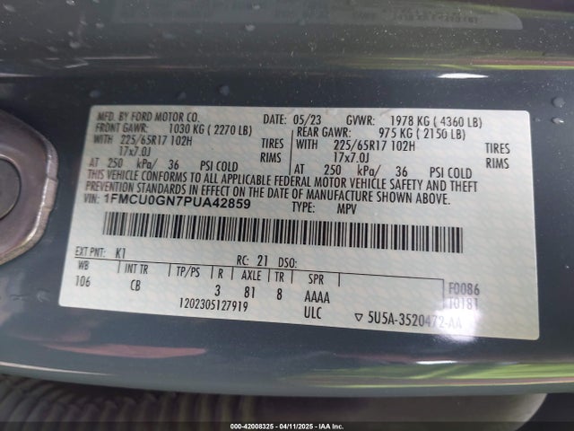 Ford Escape Active 2023 1FMCU0GN7PUA42859 Image 9