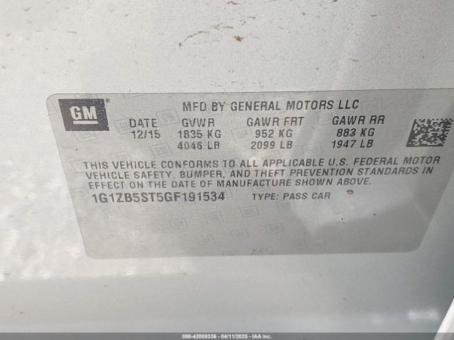 1G1ZB5ST5GF191534 Chevrolet lfv - di: direct injection, vvt, gen1 gmna