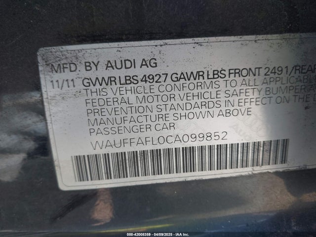 2012 AUDI A4 WAUFFAFL0CA099852 Photo 8