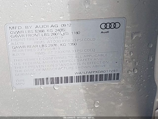 2013 AUDI Q5 WA1LFAFPXDA017291 Photo 8