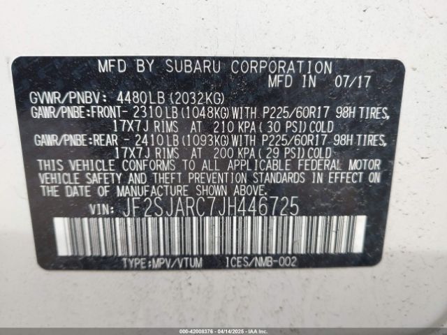 JF2SJARC7JH446725 Subaru Forester 2.5i Limited