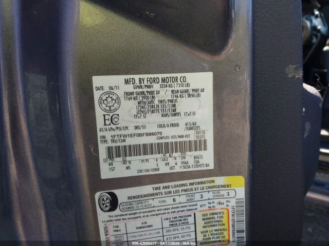2011 FORD F-150 1FTFW1EF0BFB86070 Photo 8
