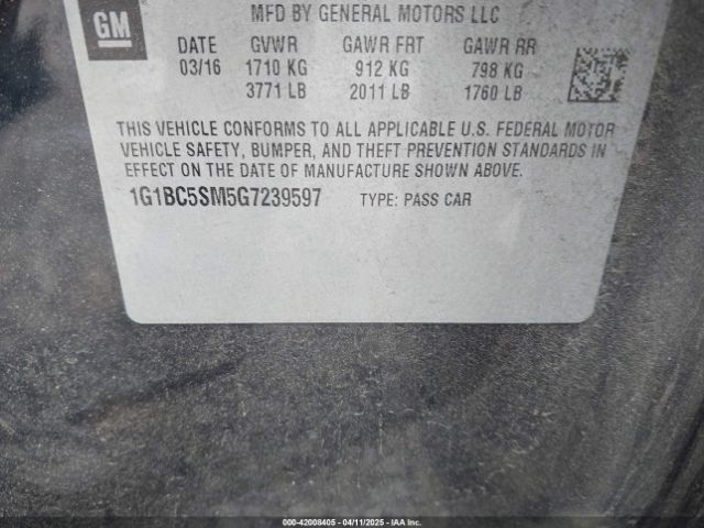1G1BC5SM5G7239597 Chevrolet Cruze Ls Auto