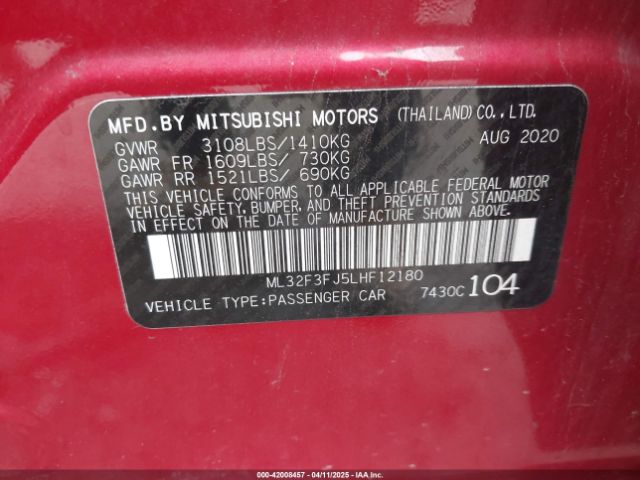 ML32F3FJ5LHF12180 Mitsubishi Mirage G4 Es