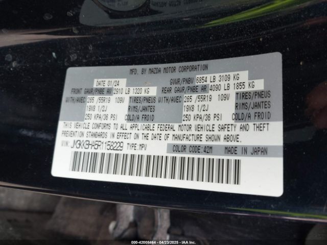 JM3KKBHA5R1158229 Mazda Cx-90 Phev Preferred